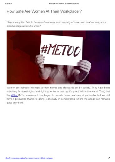 How Safe Are Women At Their Workplace?