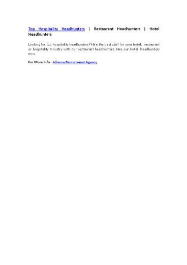 Top Hospitality Headhunters | Restaurant Headhunters | Hotel Headhunters