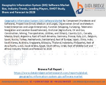 Geographic Information System (GIS) Software Market Size, Industry Trends, Leading Players, SWOT Study, Share and Forecast to 2028