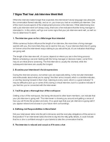 7 Signs That Your Job Interview Went Well