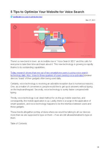 TIPS TO OPTIMIZE YOUR WEBSITE FOR VOICE SEARCH