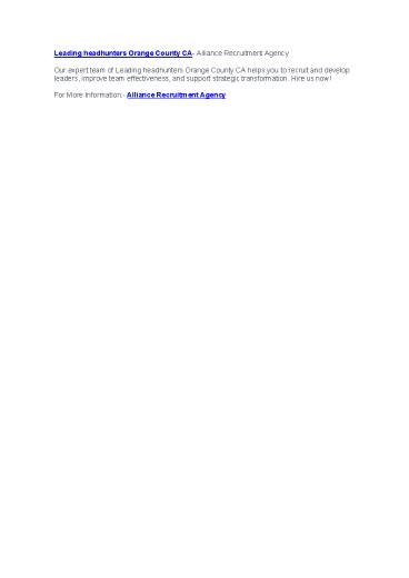 Headhunters In Orange County CA - Alliance Recruitment Agency (2)