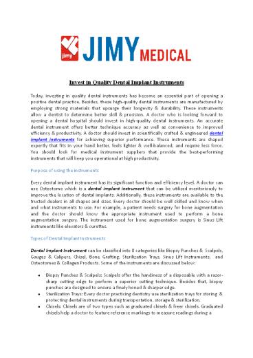 Invest in Quality Dental Implant Instruments
