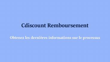 Cdiscount Remboursement