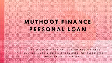 Muthoot Finance Personal Loan