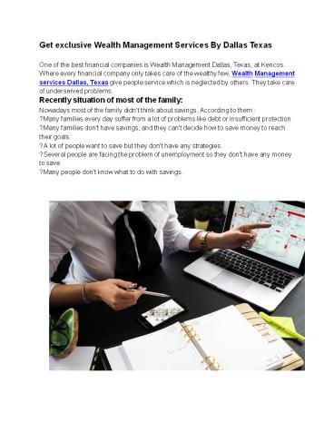 Exclusive Wealth Management Services In Dallas