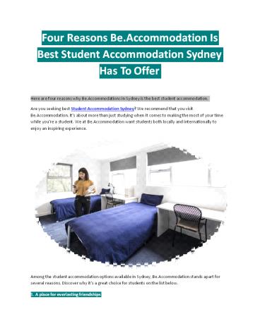Four Reasons Be.Accommodation Is Best Student Accommodation Sydney Has To Offer