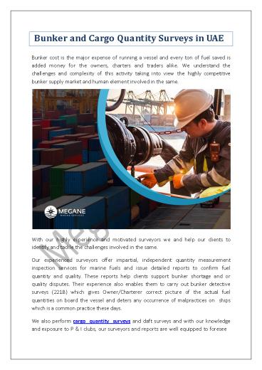 Bunker and Cargo Quantity Surveys in UAE