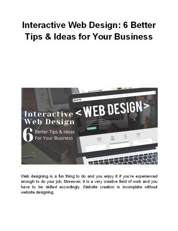 Interactive Web Design: 6 Better Tips & Ideas for Your Business