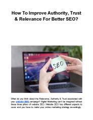 How To Improve Authority, Trust & Relevance For Better SEO?