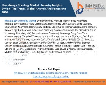 Hematology Oncology Market - Industry Insights, Drivers, Top Trends, Global Analysis And Forecast to 2026