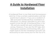 A Guide to Hardwood Floor Installation