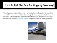 How To Pick The Best Air Shipping Company?