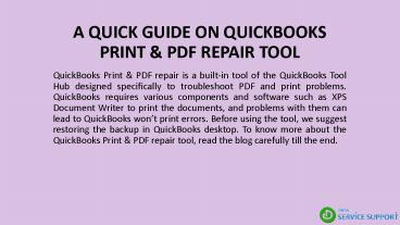 A QUICK GUIDE ON QUICKBOOKS PRINT & PDF REPAIR TOOL