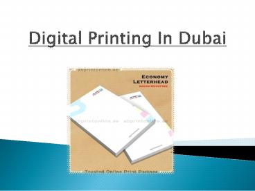 Digital Printing In Dubai – Get High-Quality & Attractive Business Card