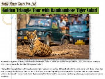 Golden Triangle Tour with Ranthambore Tiger Safari