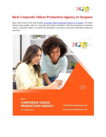 Best Corporate Videos Production Agency in Gurgaon
