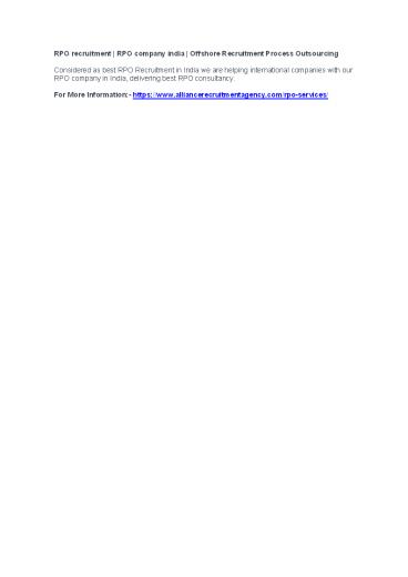 RPO recruitment | RPO company india | Offshore Recruitment Process Outsourcing