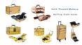 The Most Admirable Gold Themed Makeup Rolling Train Cases PowerPoint PPT Presentation