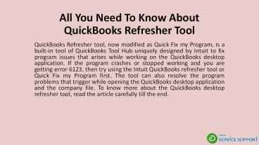 All You Need To Know About QuickBooks Refresher Tool