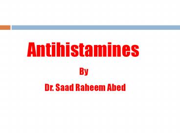 Antihistamines