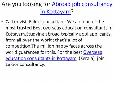 Abroad consultancy in kottayam