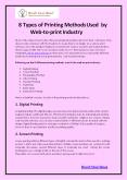 8 Types of Printing Methods Used by Web-to-print Industry PowerPoint PPT Presentation