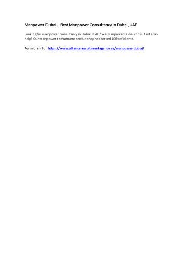 Manpower Dubai – Best Manpower Consultancy in Dubai, UAE