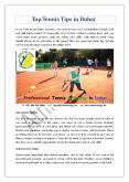 Top Tennis Tips in Dubai PowerPoint PPT Presentation