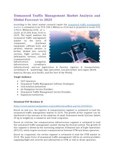 Unmanned Traffic Management Market Analysis and Global Forecast to 2025 ...