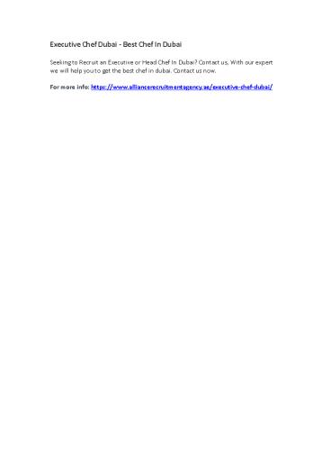 Executive Chef Dubai - Best Chef In Dubai