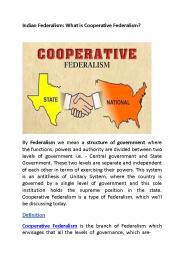 Indian Federalism: What is Cooperative Federalism?