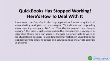 QuickBooks Has Stopped Working! Here’s How To Deal With It