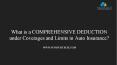 What is a COMPREHENSIVE DEDUCTION under Coverages and Limits in Auto Insurance? PowerPoint PPT Presentation