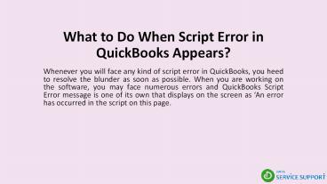 What to Do When Script Error in QuickBooks Appears?
