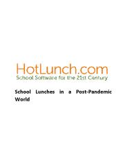 School Lunches in a Post-Pandemic World