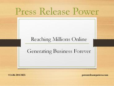 Press Release Power- Premium Distribution Network