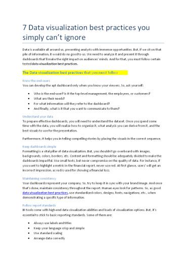 7 Data visualization best practices you simply can’t ignore