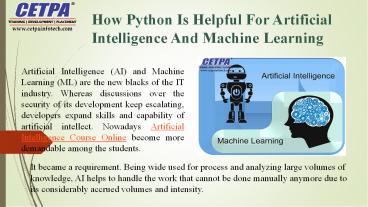 How Python Is Helpful For Artificial Intelligence And Machine Learning ...