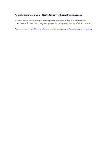 Asian Manpower Dubai - Best Manpower Recruitment Agency