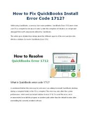 How to Fix QuickBooks Install Error Code 1712?