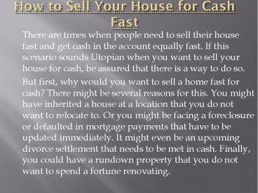 Sell your house for cash