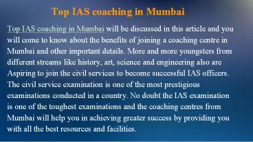 Top 10 IAS Coaching Institutes In Mumbai With Contact Details.