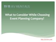 What to Consider While Choosing Event Planning Company?