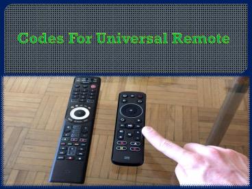 Codes For Universal Remote