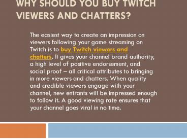 Buy twitch viewers and chatters
