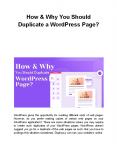 How & Why You Should Duplicate a WordPress Page? PowerPoint PPT Presentation