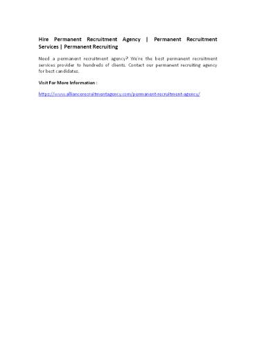 Hire Permanent Recruitment Agency | Permanent Recruitment Services | Permanent Recruiting