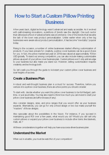 How to Start a Custom Pillow Printing Business