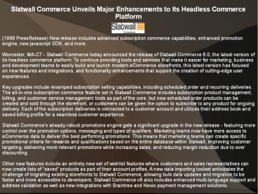 PPT – Slatwall Commerce Unveils Major Enhancements to Its Headless ...